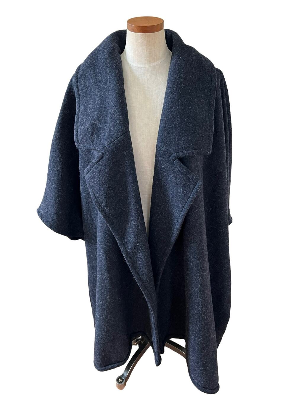 Free People Cozy Shawl Collared Cape Blue